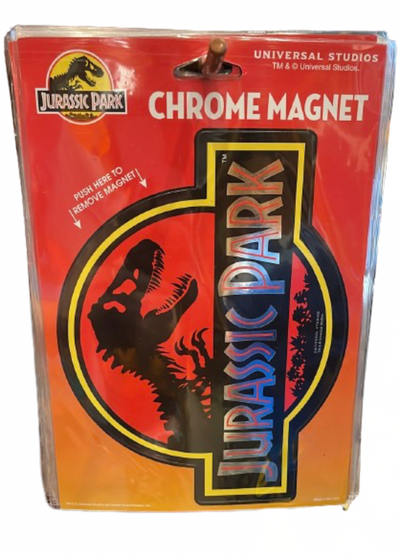 Universal Studios Jurassic Park Logo Chrome Magnet Set New