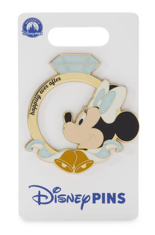 Disney Parks Minnie Mouse Happily Ever After Wedding Ring Pin New With Card