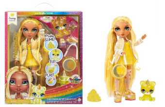 Rainbow High Sunny Yellow w Slime Kit & Pet 11'' Shimmer Doll Toy New With Box
