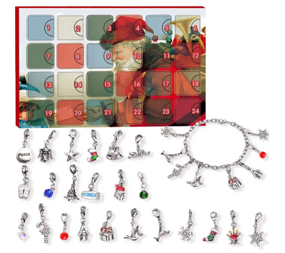 Advent Calendar 2023 DIY Bracelet Necklace Set with 24 Charms Jewelry New W Box