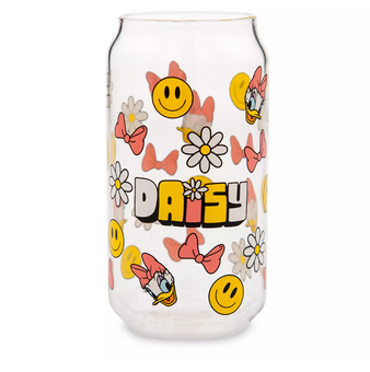 Disney Parks Daisy Duck Smiley Icons Bows Flowers Glass New