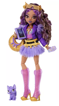 Monster High Clawdeen Wolf Fashion Doll in Furry Skirt with Pet Crescent Toy New