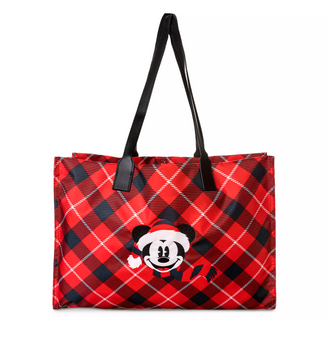 Disney Classics Christmas Mickey Plaid Pattern Holiday Tote New with Tag