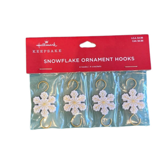 Hallmark 2023 Keepsake Mini Snowflake Metal Ornament Hooks Set of 4 New