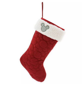 Disney Parks Holiday Homestead Quilted Mickey Icon Christmas Stocking New Tag