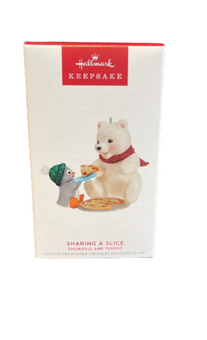 Hallmark 2023 Keepsake Snowball and Tuxedo Sharing a Slice Ornament New with Box