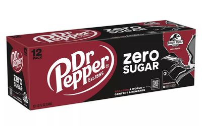 Dr Pepper Zero Sugar Soda Quetzalcoatlus Jurassic World 12 pk 12 fl oz Cans