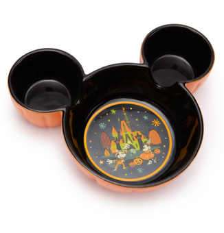 Disney Parks Halloween Mickey Minnie Castle Jack-o'-Lantern Candy Bowl New