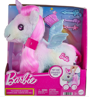 Barbie Walk with Me Allicorn Plush Lights and Sound Toy New With Tag