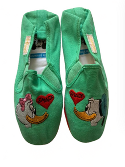 Disney Green Daisy Donald Love De Fonseca Italy Espadrilles Shoes Size 8 New
