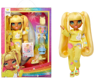Rainbow High Jr High PJ Party Sunny Yellow 9''Posable Doll Toy New With Box