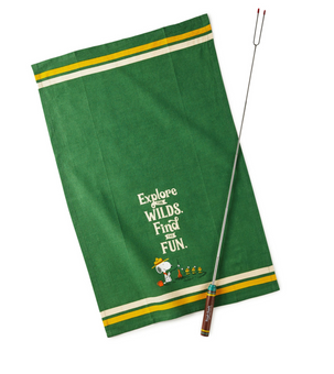 Hallmark Peanuts 50th Snoopy Beagle Scout Tea Towel & S'More Utensil New
