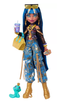 Monster High Cleo De Nile Fashion Doll in Cargo Pants with Pet Hissette Toy New