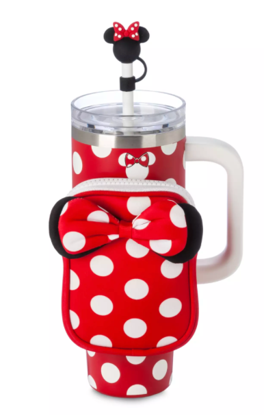 Disney Parks Minnie Mouse Icon Travel Tumbler Straw plus Zip Case New With Tag