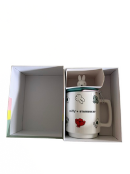 Starbucks X Miffy Ceramic Coffee Mug with Lid Limited Edition New with Box