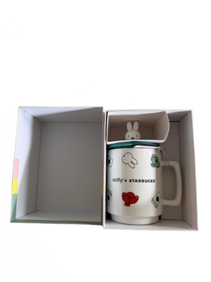 Starbucks X Miffy Ceramic Coffee Mug with Lid Limited Edition New