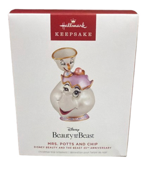 Hallmark Disney Beauty the Beast 35th Mrs Potts and Chip Christmas Ornament New