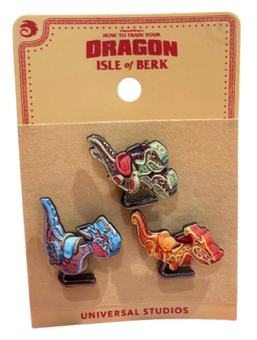 Universal Studios How to Train Your Dragon Isle of Berk WTB Rockin 3 Pin Set New