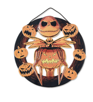 Halloween Jack Skellington with Pumpkin Metal Wreath Decor New with Tag