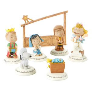 Hallmark Glad Tidings Peanuts Figurine Nativity Set New with Box