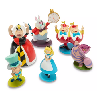 Disney Alice In Wonderland Figurine Play Set Playset White Rabbit Cheshire Cat
