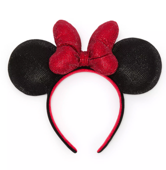 Disney Parks Minnie Mouse Sequined Ear Headband Black and Red New with Tag