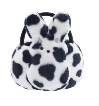 PEEPS Bunny Spotted Cow Print Plush Easter Basket New With Tag