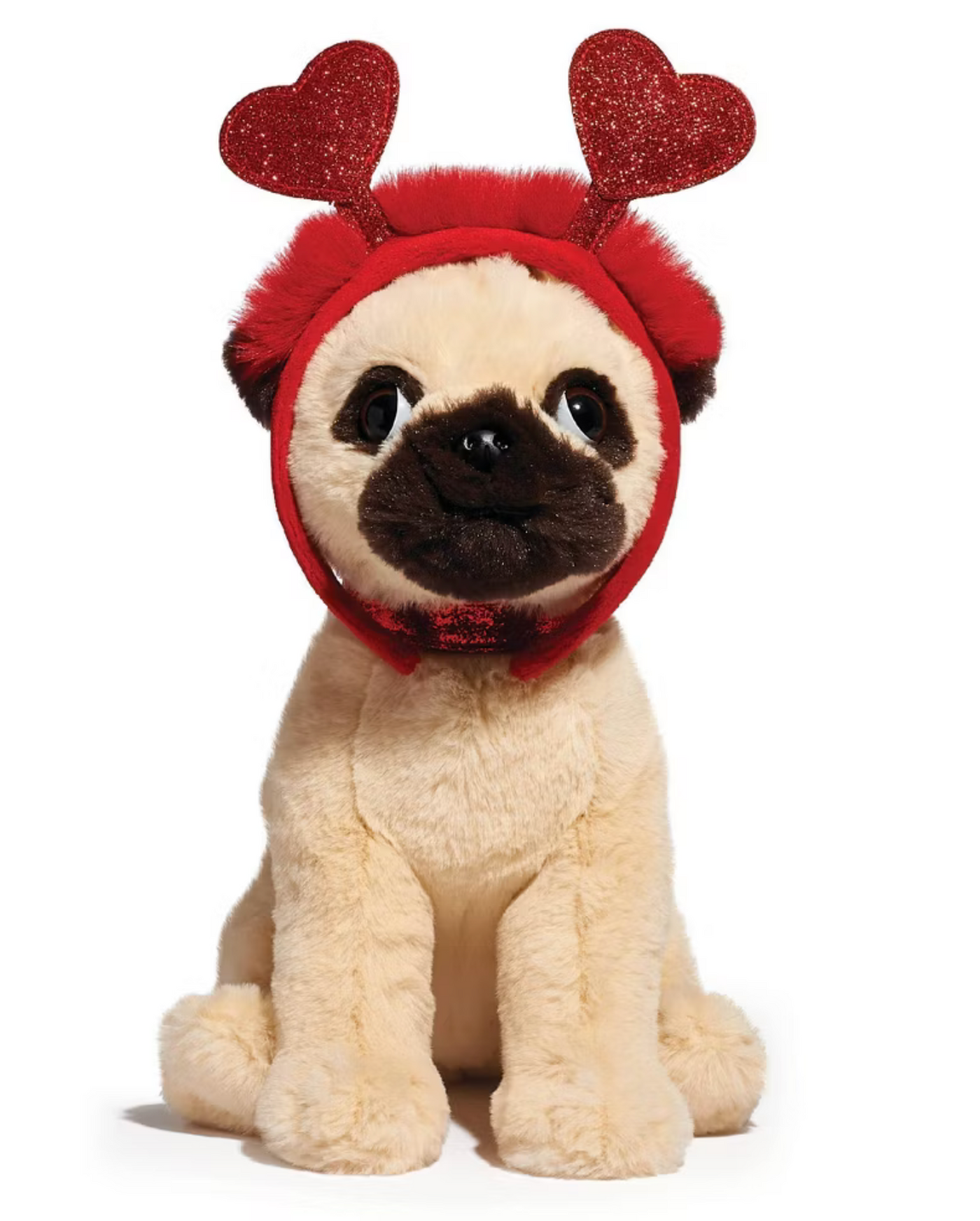 FAO Schwarz 12" Valentine Pug with Removable Heart Boppers Plush New with Tag