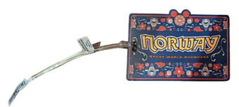 Disney Parks Epcot Norway Floral Mickey Icon Wooden Luggage Tag New With Tag