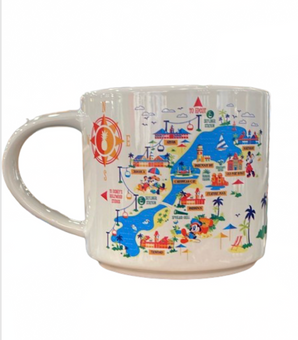 Disney Parks Caribbean Beach Resort Map Mickey Minnie Coffee Mug New