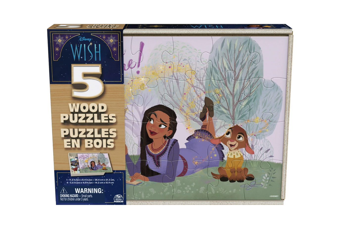 Disney Wish 5 Wood Jigsaw Puzzle Bundle 24-Piece 8-Piece New in Storage Box