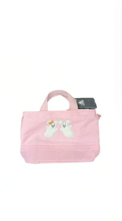 Disney Parks Halloween Mickey and Minnie Ghost Pink Canvas Tote New with Tag