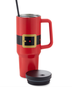 Hallmark Santa Suit Insulated Travel Cup With Handle and Straw 40 oz. New