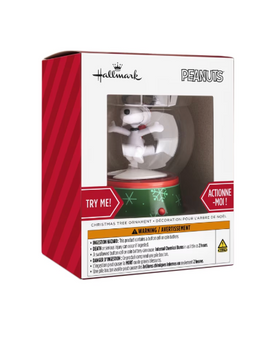 Hallmark Peanuts Snoopy Christmas Musical Globe Ornament New with Box