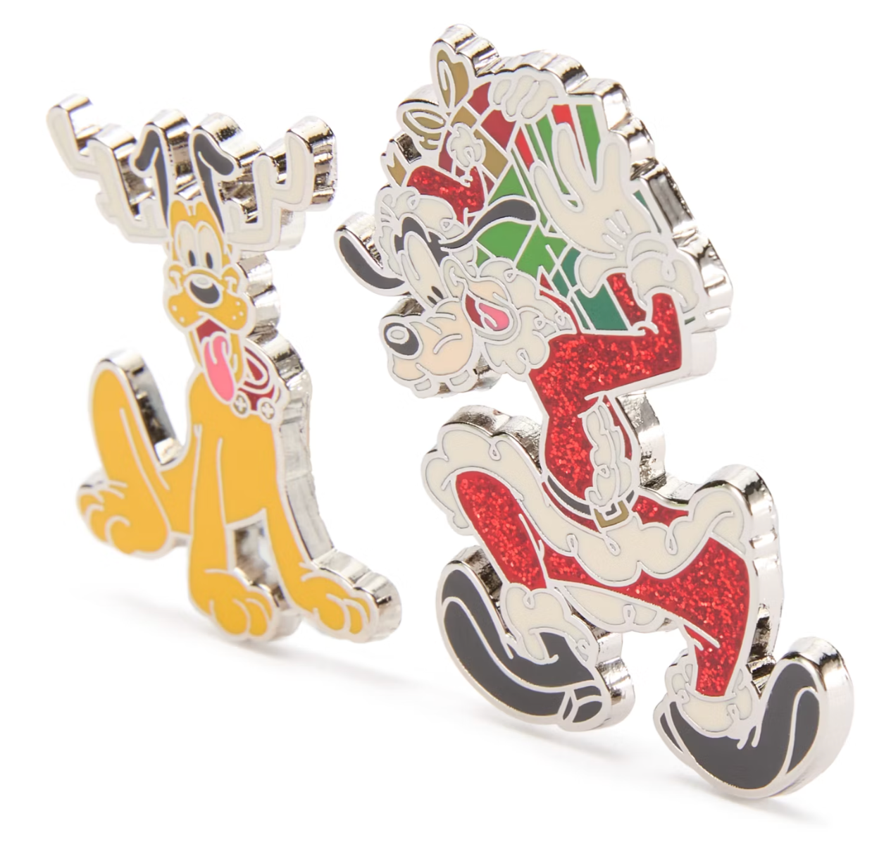 Disney Parks Goofy and Pluto Festive Pin Set Holiday New With Card