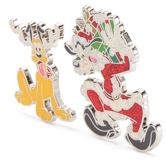 Disney Parks Goofy and Pluto Festive Pin Set Holiday New With Card