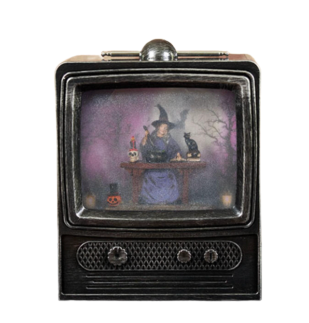 Cracker Barrel Exclusive Halloween Witch TV Glitter Globe New with Box