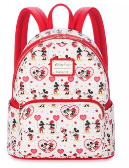 Disney Parks Mickey Minnie Mouse Valentine Loungefly Mini Backpack New with Tag