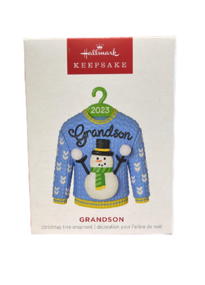 Hallmark 2023 Keepsake Grandson Christmas Sweater Ornament New with Box