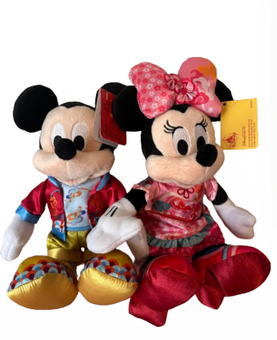 Disney Disneyland Hong Kong 15th Anniversary Mickey and Minnie Plush New w Tag