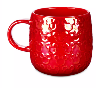 Disney Parks Mickey Icon Red Gloss Holiday Ceramic Coffee Mug New