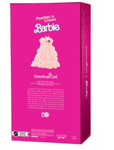 American Girl Peaches ’n Cream Barbie Collector Dark Brown Hair Doll New w Box