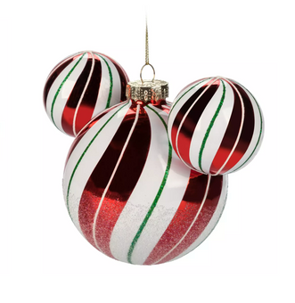 Disney Mickey Peppermint Icon Glass Ball Sketchbook Christmas Tree Ornament New