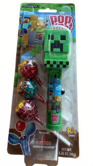 Minecraft Pop Ups! 3 Lollipops Assorted Flavors New with Card