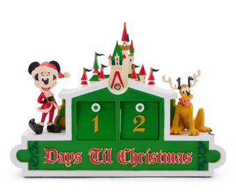 Disney Parks Santa Mickey Pluto Holiday Castle Countdown Calendar Figure New Box