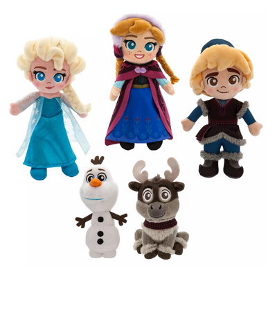 Disney Parks Frozen Anna Elsa Kristoff Olaf and Sven Plush Doll Gift Set New Box