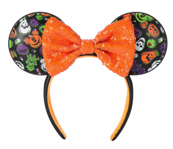 Disney Parks Halloween 2024 Minnie Mouse Glow Ear Headband Sequined New With Tag