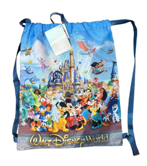 Disney Parks Walt Disney World Storybook Castle Drawstring Backpack New with Tag