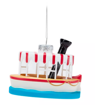 Disney Parks Jungle Cruise Boat Glass Christmas Ornament New with Tag