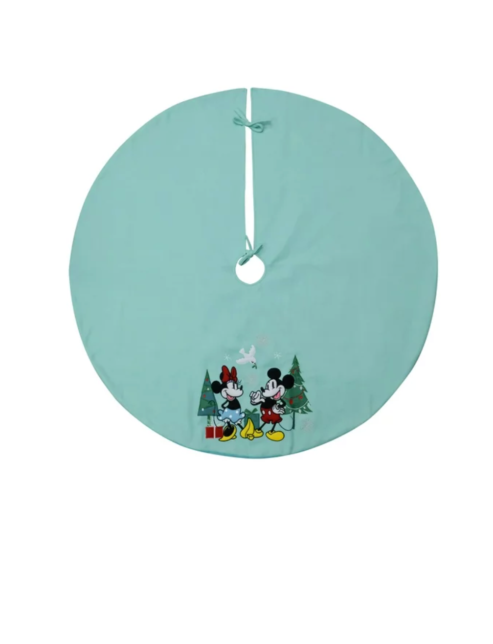 Disney Mickey and Minnie 48inc Round Minty Green Christmas Tree Skirt New